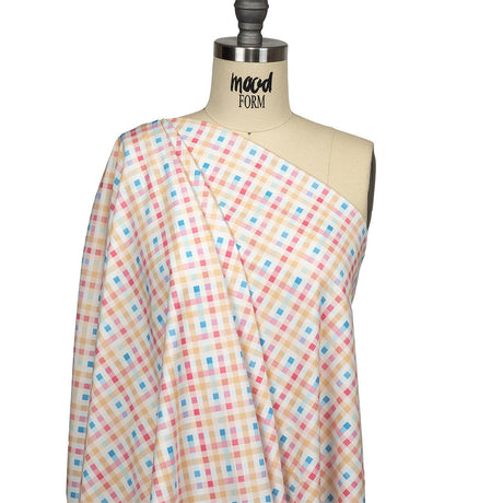 Pastel Yellow, Blue and Pink Little Checks UV Protective Compression Swimwear Tricot with Aloe Vera Microcapsules