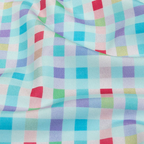 Blue, Purple and Pink Little checks UV Protective Compression Swimwear Tricot with Aloe Vera Microcapsules