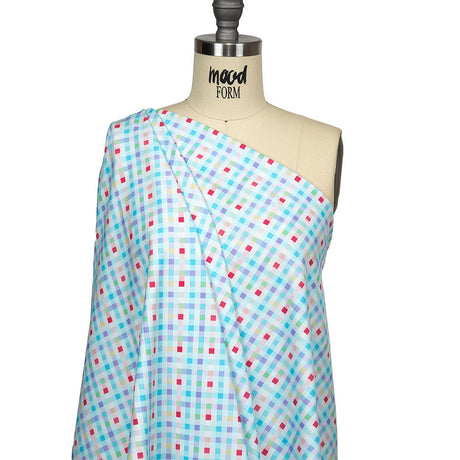 Blue, Purple and Pink Little checks UV Protective Compression Swimwear Tricot with Aloe Vera Microcapsules