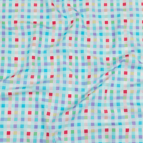 Blue, Purple and Pink Little checks UV Protective Compression Swimwear Tricot with Aloe Vera Microcapsules