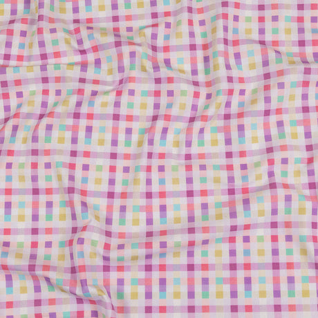 Purple, Pink and Green Little Checks UV Protective Compression Swimwear Tricot with Aloe Vera Microcapsules