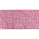 Red Orange and Aqua Checks UV Protective Compression Swimwear Tricot with Aloe Vera Microcapsules