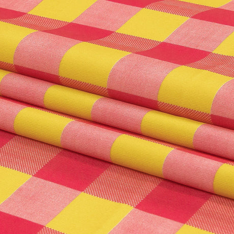 Hot Pink and Yellow Checks UV Protective Compression Swimwear Tricot with Aloe Vera Microcapsules