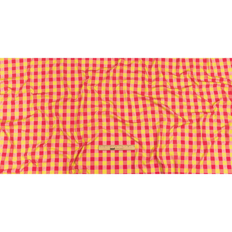 Hot Pink and Yellow Checks UV Protective Compression Swimwear Tricot with Aloe Vera Microcapsules