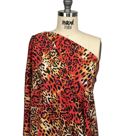 Compression Swimwear Tricot, UV Protective with Aloe Vera Microcapsules - Orange and Yellow Tie Dye Leopard - Caye Collection