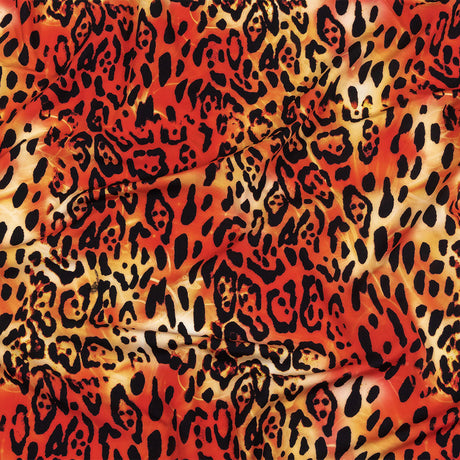 Compression Swimwear Tricot, UV Protective with Aloe Vera Microcapsules - Orange and Yellow Tie Dye Leopard - Caye Collection