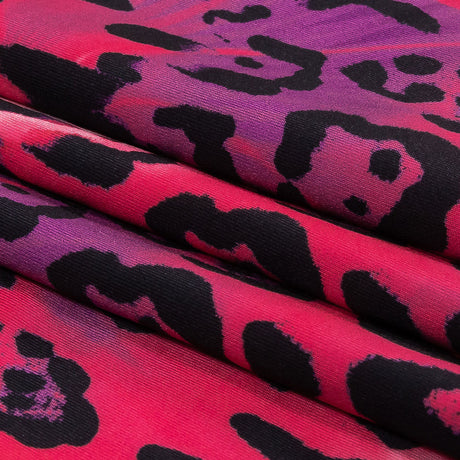 Compression Swimwear Tricot, UV Protective with Aloe Vera Microcapsules - Pink and Purple Tie Dye Leopard - Caye Collection
