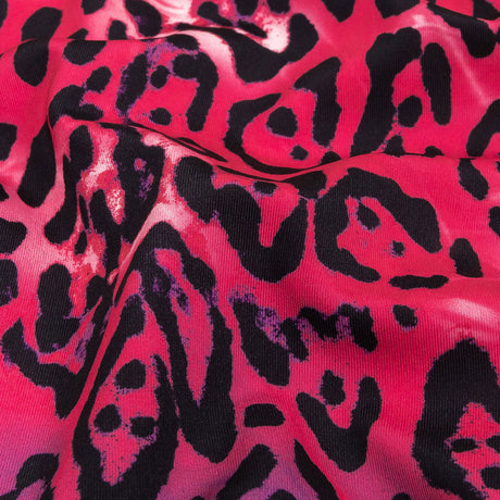 Compression Swimwear Tricot, UV Protective with Aloe Vera Microcapsules - Pink and Purple Tie Dye Leopard - Caye Collection