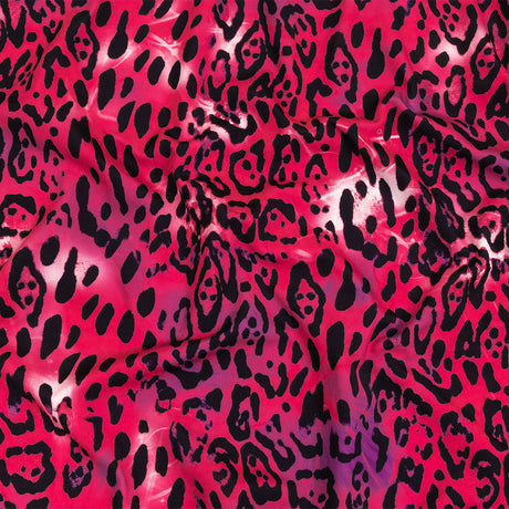 Compression Swimwear Tricot, UV Protective with Aloe Vera Microcapsules - Pink and Purple Tie Dye Leopard - Caye Collection