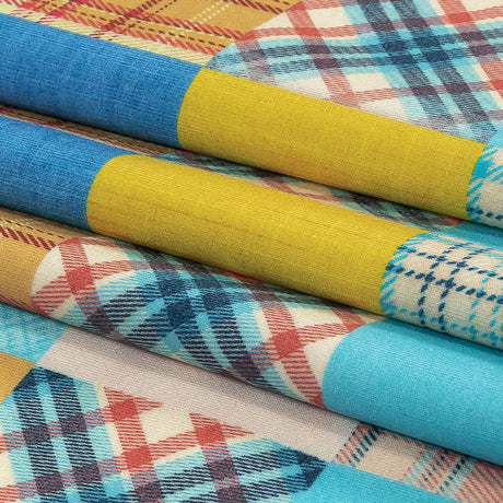 Compression Swimwear Tricot, UV Protective with Aloe Vera Microcapsules - Yellow, Orange and Blue Madras - Caye Collection