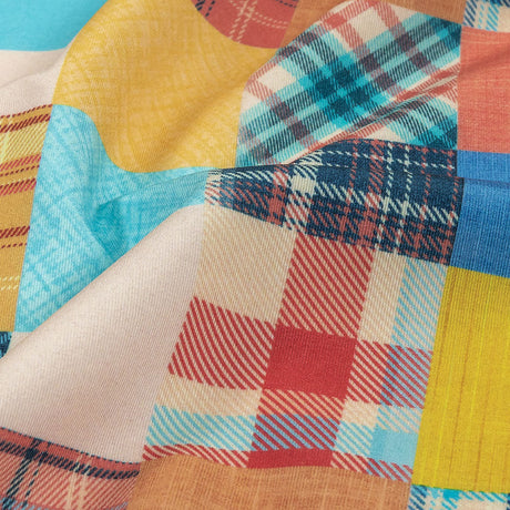 Compression Swimwear Tricot, UV Protective with Aloe Vera Microcapsules - Yellow, Orange and Blue Madras - Caye Collection