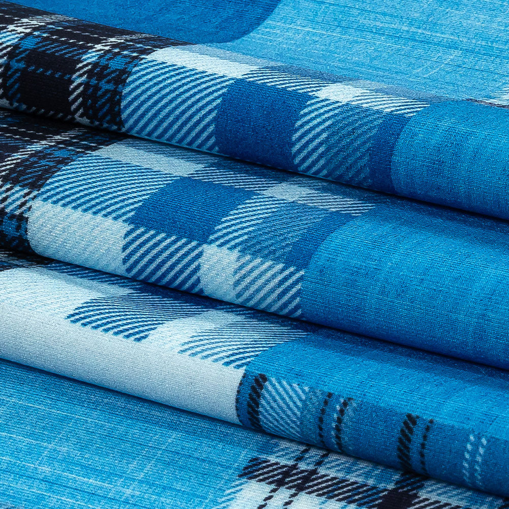 Compression Swimwear Tricot, UV Protective with Aloe Vera Microcapsules - Blue Madras - Caye Collection
