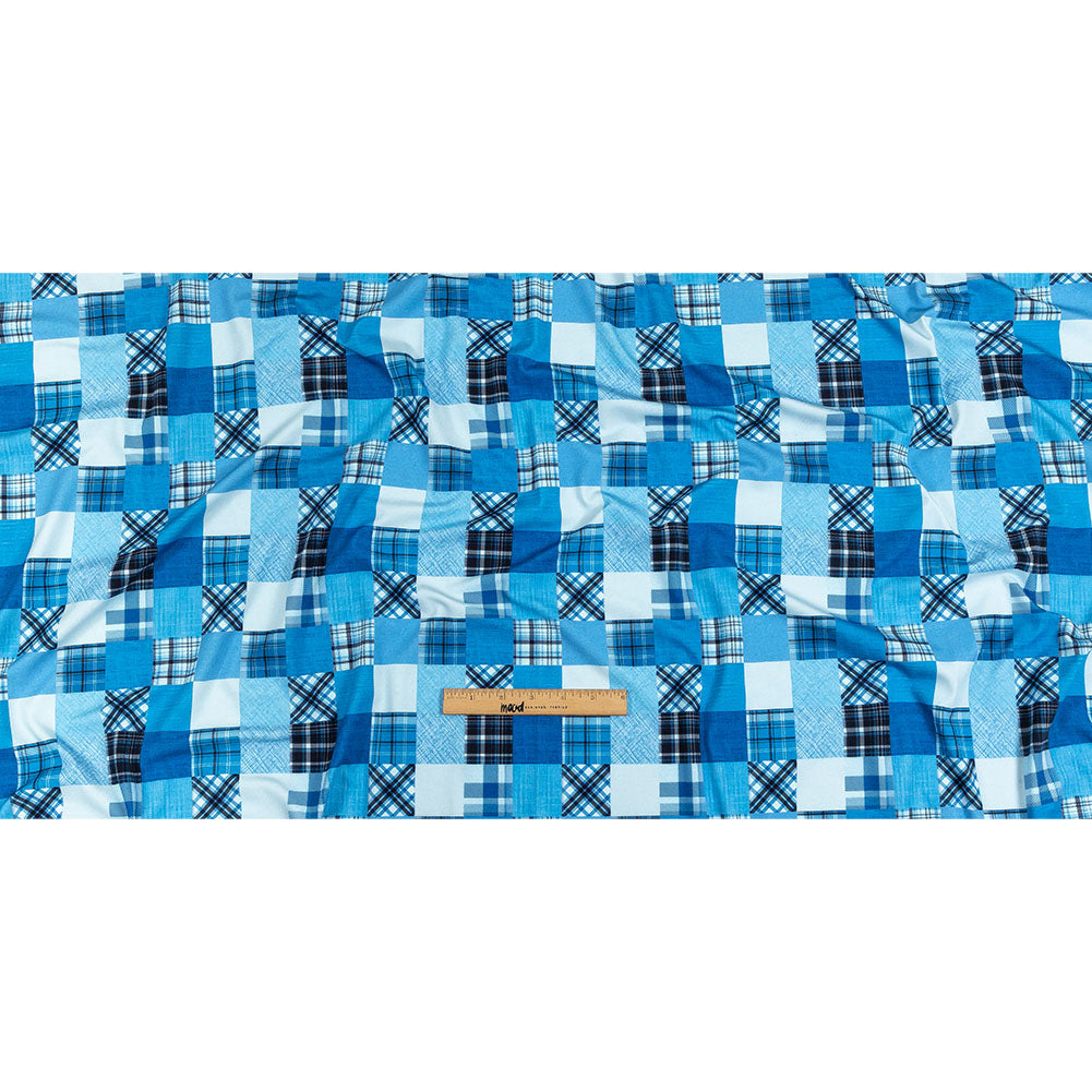Compression Swimwear Tricot, UV Protective with Aloe Vera Microcapsules - Blue Madras - Caye Collection