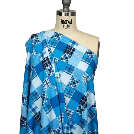 Compression Swimwear Tricot, UV Protective with Aloe Vera Microcapsules - Blue Madras - Caye Collection