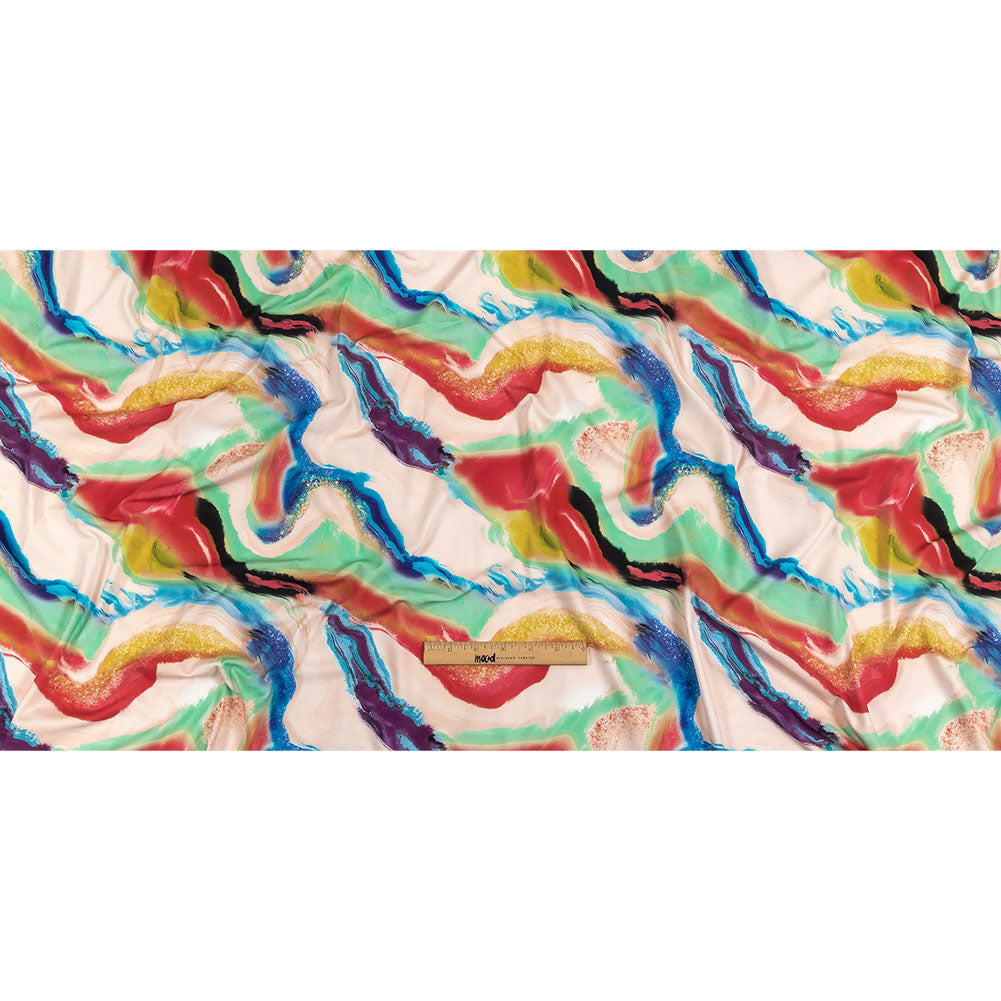 Compression Swimwear Tricot, UV Protective with Aloe Vera Microcapsules - Pale Pink and Rainbow Marbled - Caye Collection