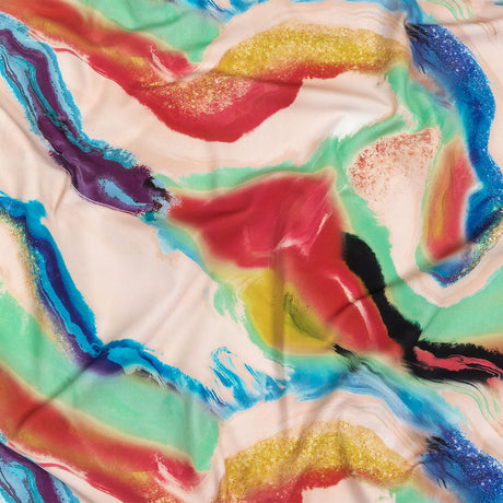 Compression Swimwear Tricot, UV Protective with Aloe Vera Microcapsules - Pale Pink and Rainbow Marbled - Caye Collection