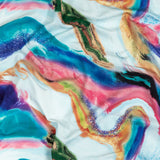 Compression Swimwear Tricot, UV Protective with Aloe Vera Microcapsules - Pale Blue and Rainbow Marbled - Caye Collection