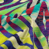 Pink, Teal and Lime Zebra Stripes UV Protective Compression Swimwear Tricot with Aloe Vera Microcapsules