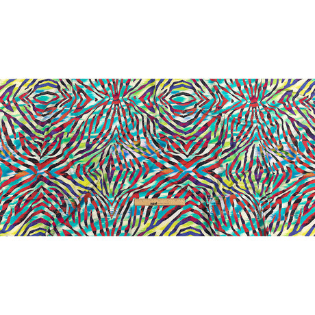 Pink, Teal and Lime Zebra Stripes UV Protective Compression Swimwear Tricot with Aloe Vera Microcapsules