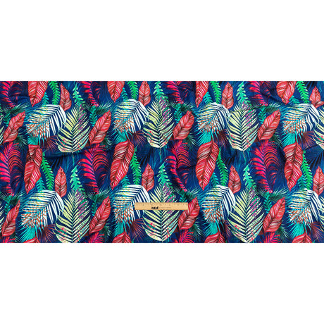 True Blue, Pink and Green Foliage UV Protective Compression Swimwear Tricot with Aloe Vera Microcapsules
