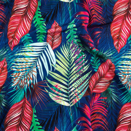 True Blue, Pink and Green Foliage UV Protective Compression Swimwear Tricot with Aloe Vera Microcapsules