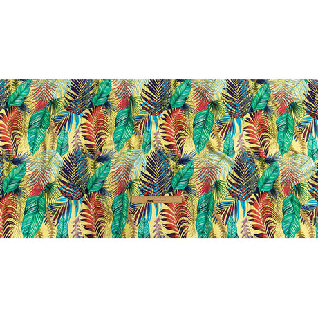 Yellow, Teal and Pink Foliage UV Protective Compression Swimwear Tricot with Aloe Vera Microcapsules
