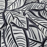 White, Folkstone Gray and Black Leaves UV Protective Compression Swimwear Tricot with Aloe Vera Microcapsules