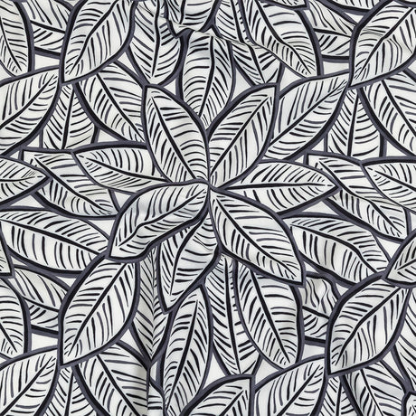 White, Folkstone Gray and Black Leaves UV Protective Compression Swimwear Tricot with Aloe Vera Microcapsules
