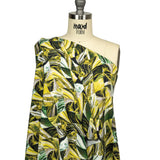Green and Yellow Marbled Warped Diamonds UV Protective Compression Swimwear Tricot with Aloe Vera Microcapsules
