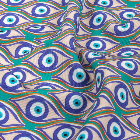 Green and Blue Evil Eye UV Protective Compression Swimwear Tricot with Aloe Vera Microcapsules