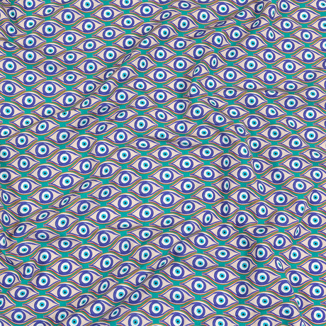 Green and Blue Evil Eye UV Protective Compression Swimwear Tricot with Aloe Vera Microcapsules