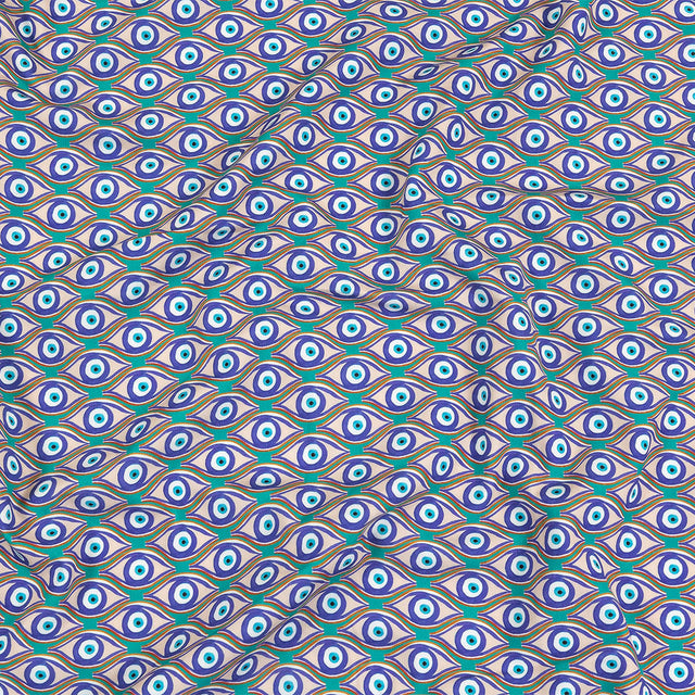 Green and Blue Evil Eye UV Protective Compression Swimwear Tricot with Aloe Vera Microcapsules