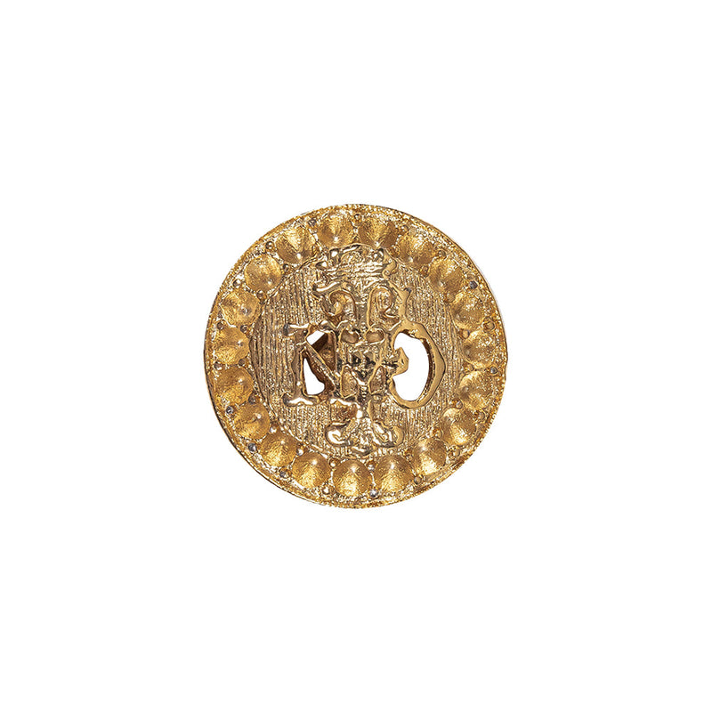 Gold Ornate Crest Metal Shank Back Button - 28L/18mm