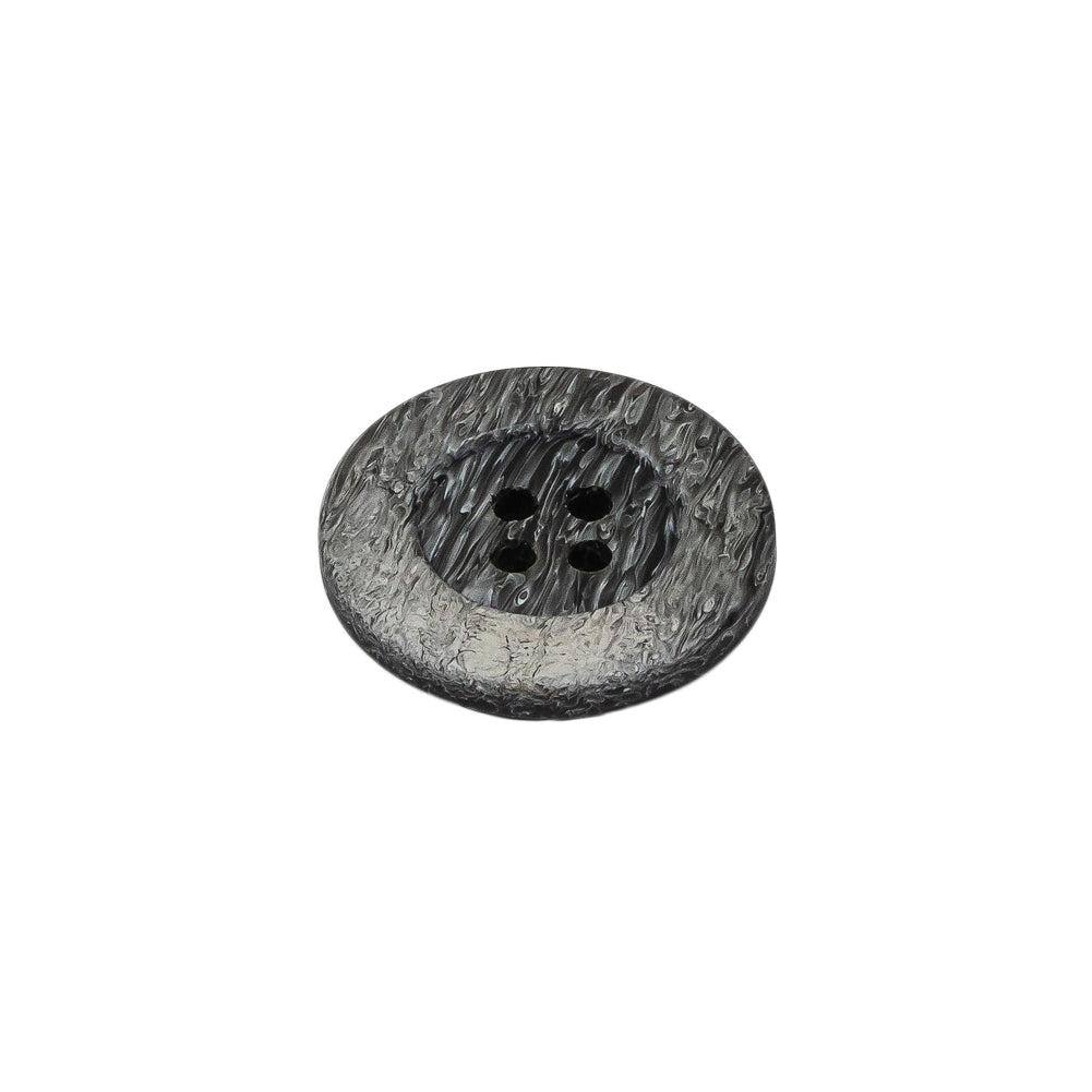 Gray and White Striated 4-Hole Plastic Button - 28L/18mm