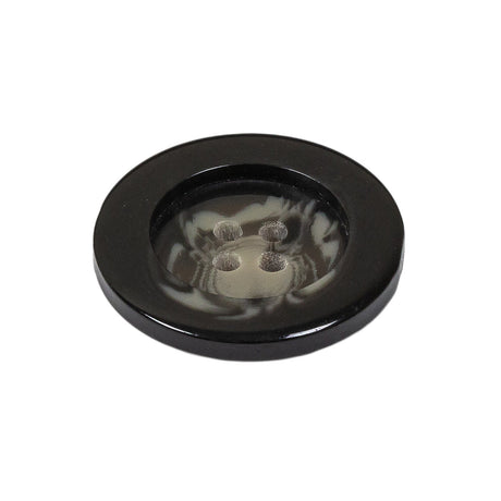 Black, Stone Gray and Beige Translucent Swirls 4-Hole Plastic Button - 40L/25.5mm