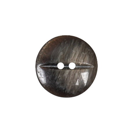 Gray Brown Streaked Low Convex 2-Hole Plastic Button with Needle Channel - 32L/20mm