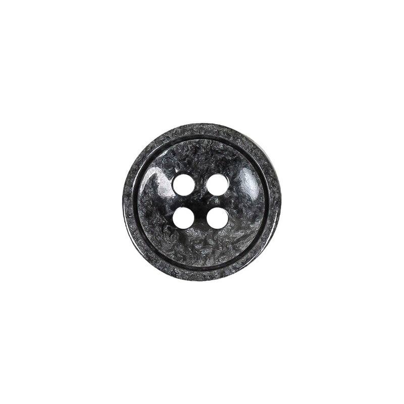 Black and Charcoal Gray Shimmering Swirls 4-Hole Plastic Dish Button - 24L/15mm