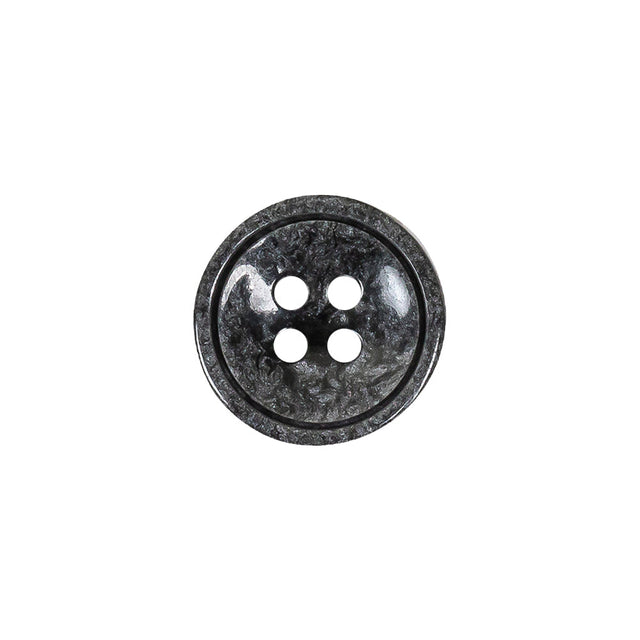 Black and Charcoal Gray Shimmering Swirls 4-Hole Plastic Dish Button - 24L/15mm