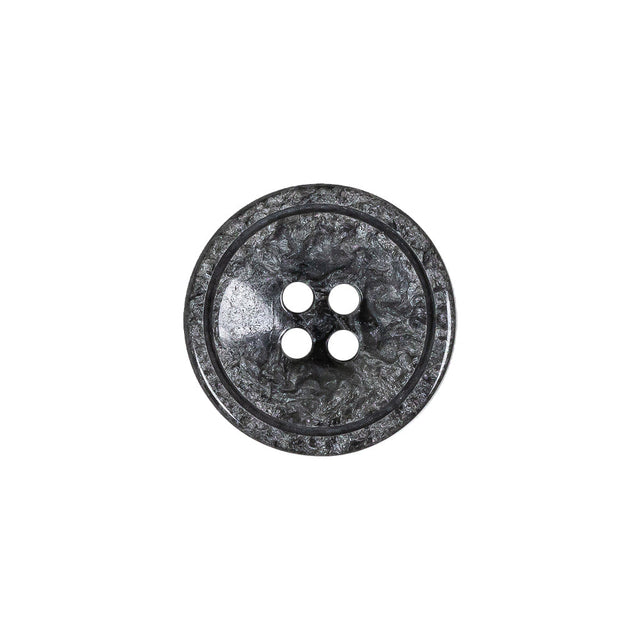 Black and Charcoal Gray Shimmering Swirls 4-Hole Plastic Dish Button - 28L/18mm