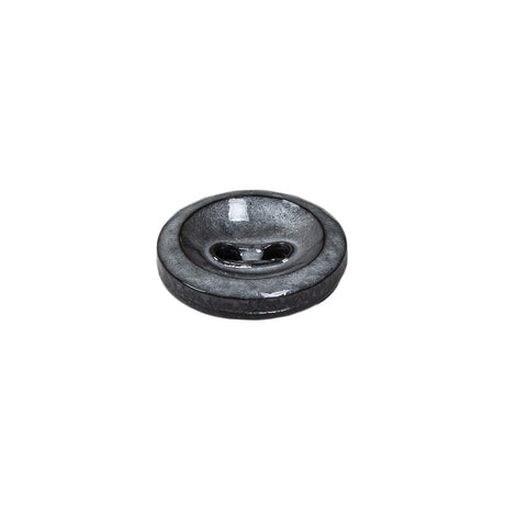Cool Gray and Black Enamel-Look 2-Hole Plastic Dish Button - 24L/15mm