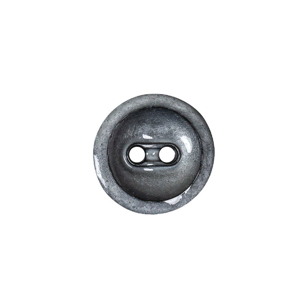 Cool Gray and Black Enamel-Look 2-Hole Plastic Dish Button - 24L/15mm