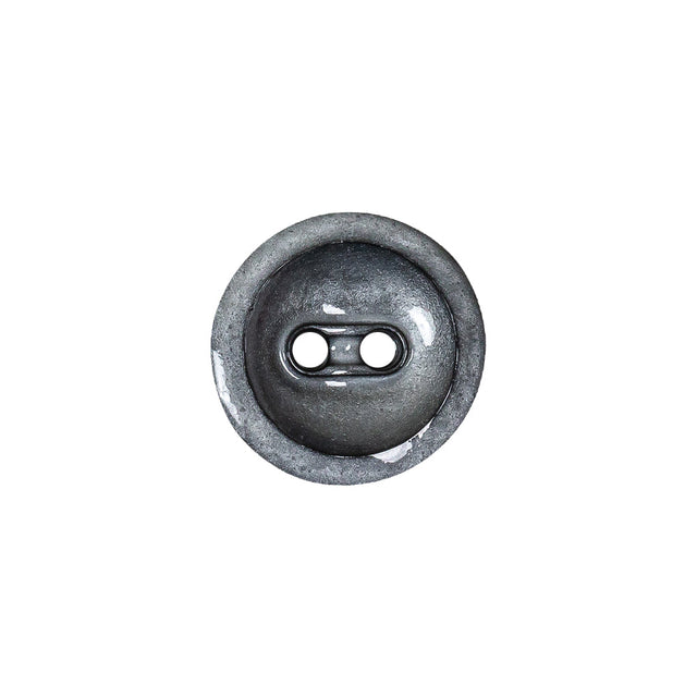 Cool Gray and Black Enamel-Look 2-Hole Plastic Dish Button - 24L/15mm