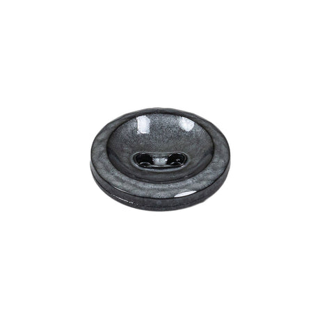 Cool Gray and Black Enamel-Look 2-Hole Plastic Dish Button - 30L/19mm