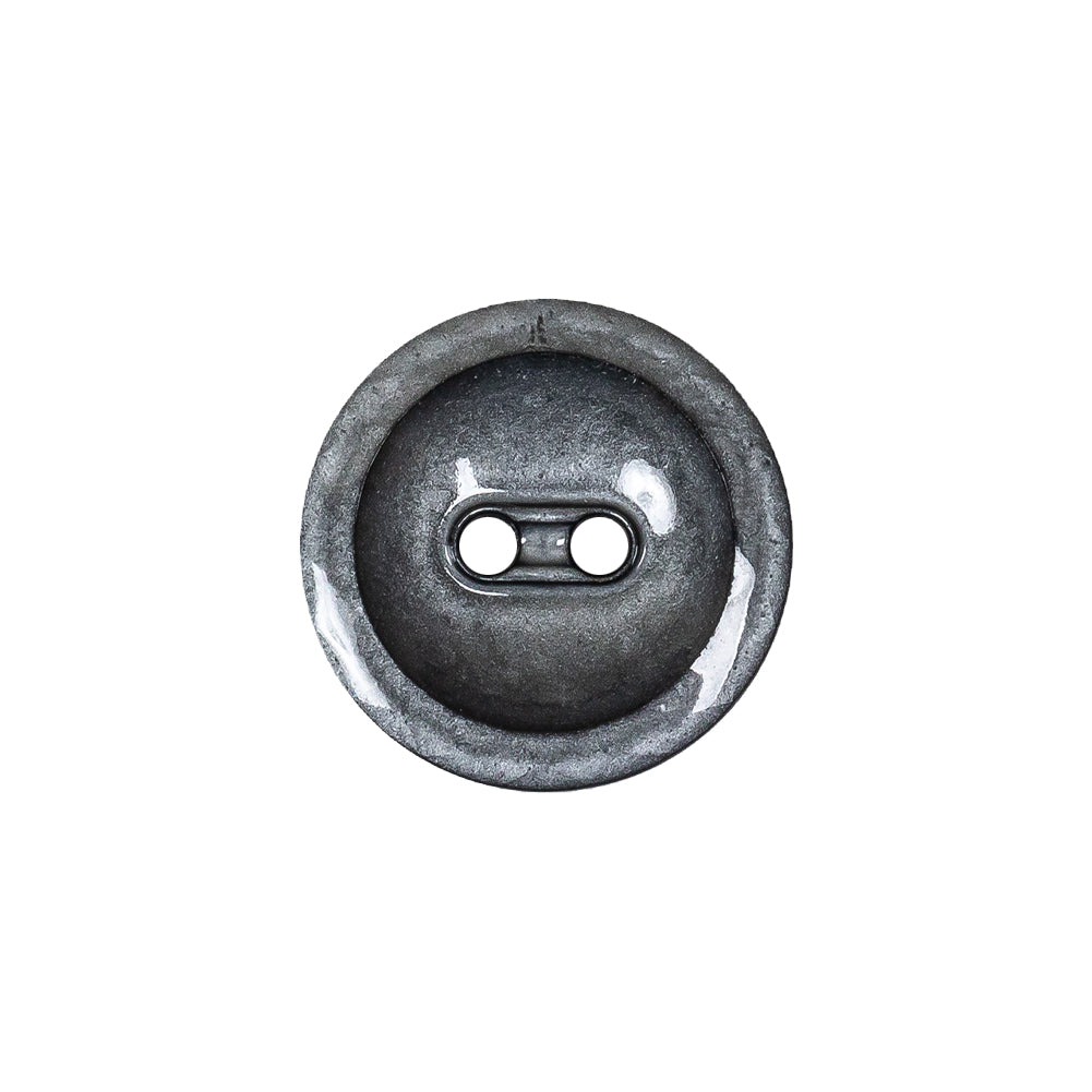 Cool Gray and Black Enamel-Look 2-Hole Plastic Dish Button - 30L/19mm