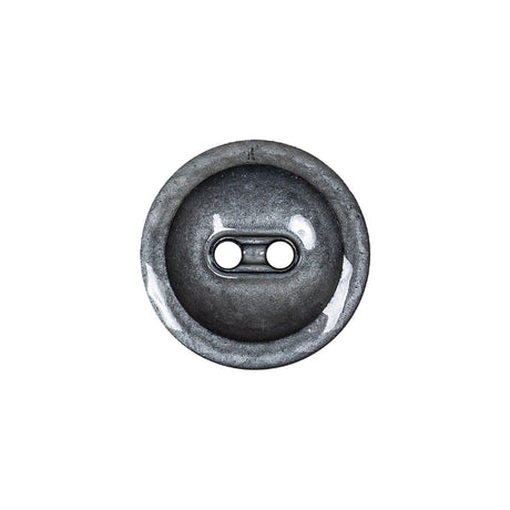 Cool Gray and Black Enamel-Look 2-Hole Plastic Dish Button - 30L/19mm
