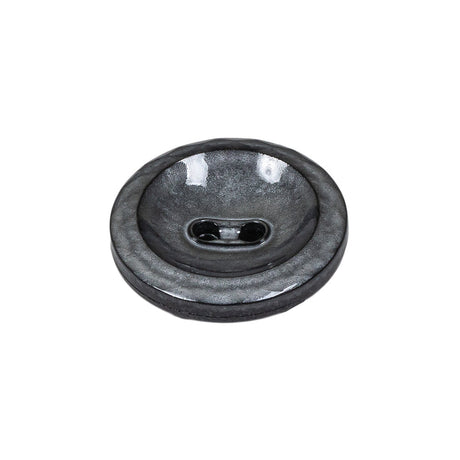 Cool Gray and Black Enamel-Look 2-Hole Plastic Dish Button - 36L/23mm