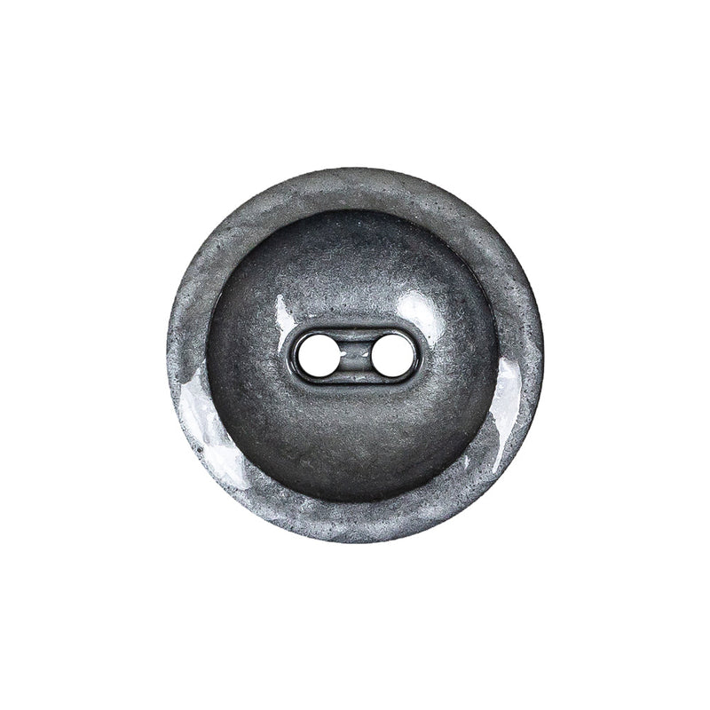 Cool Gray and Black Enamel-Look 2-Hole Plastic Dish Button - 36L/23mm