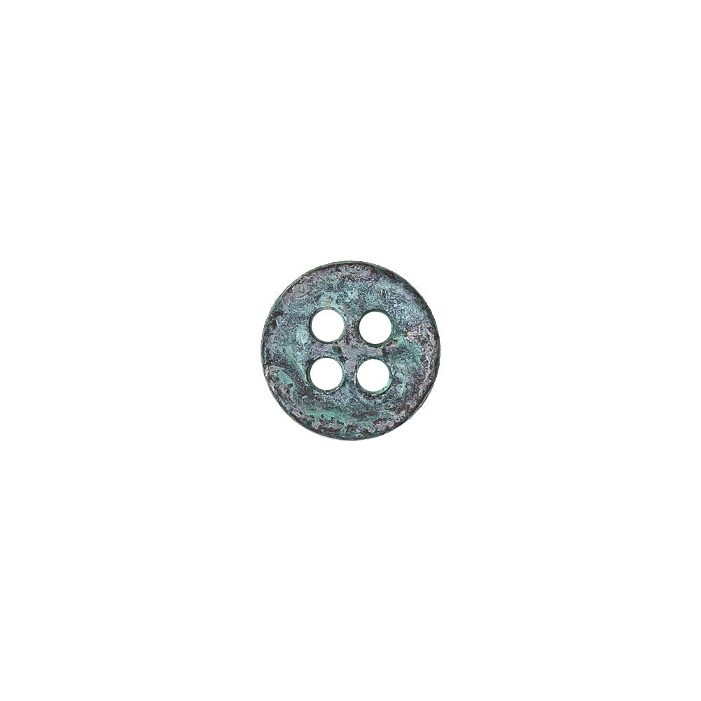 Italian Aqua and Lilac Oxidized Metal 4-Hole Button - 16L/10mm
