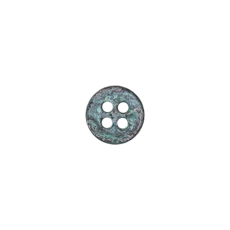 Italian Aqua and Lilac Oxidized Metal 4-Hole Button - 16L/10mm
