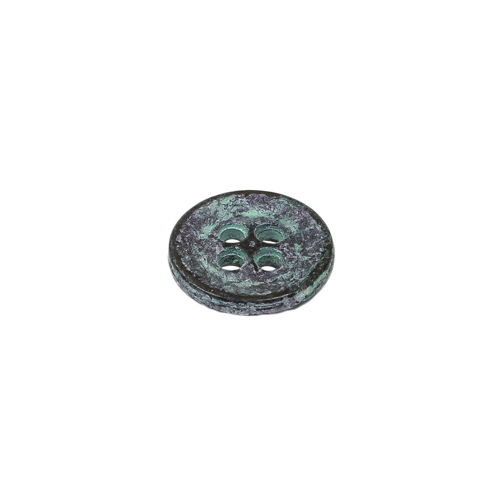 Italian Aqua and Lilac Oxidized Metal 4-Hole Button - 20L/12.5mm